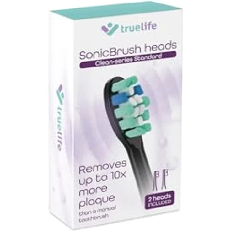 TrueLife SonicBrush Clean-Series Ersatzbürstenköpfe Standard, 2er Pack, BPA-frei, Plaque-Entfernung, schwarze Borsten – Bild 3