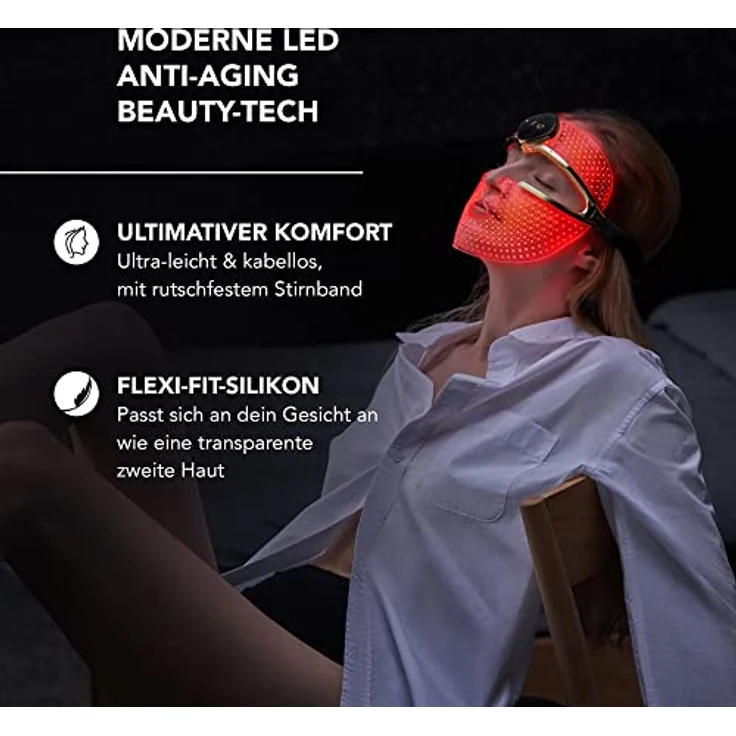 FAQ 202 Smart Anti Aging NIR + 7 LED Lichttherapiemaske fürs Gesicht - Flecken- und Aknebehandlung - Gesichtsmasken-Hautpflege - inkl. FAQ Silikon-Reinigungsspray 60 ml – Bild 3