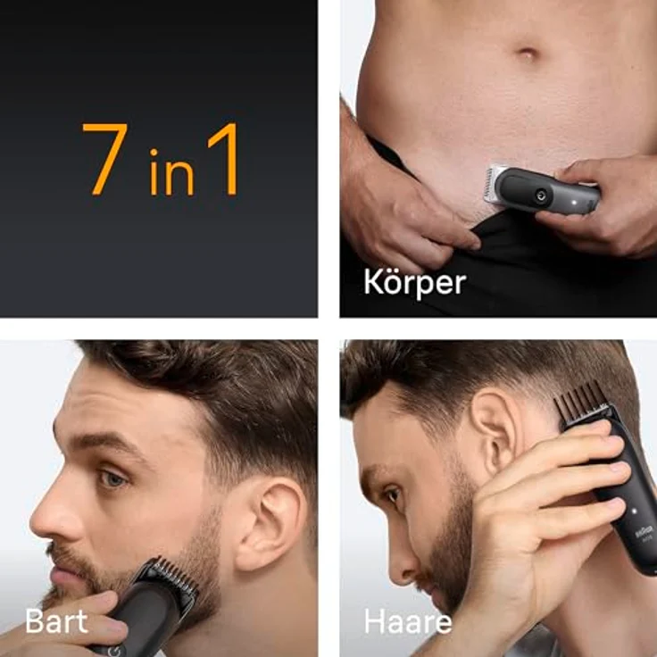 Braun AIO5520, Multigroomer mit 14 Längeneinstellungen, schwarz/grau, akkubetrieben, 120 min Laufzeit, wasserdicht – Bild 4