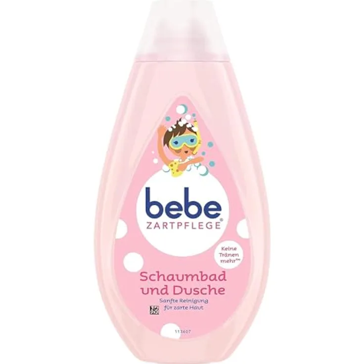 bebe Zartpflege Schaumbad & Dusche, 500 ml für zarte, junge Haut, sanfte Reinigung ohne Seife, mit "Keine Tränen mehr"-Formulierung