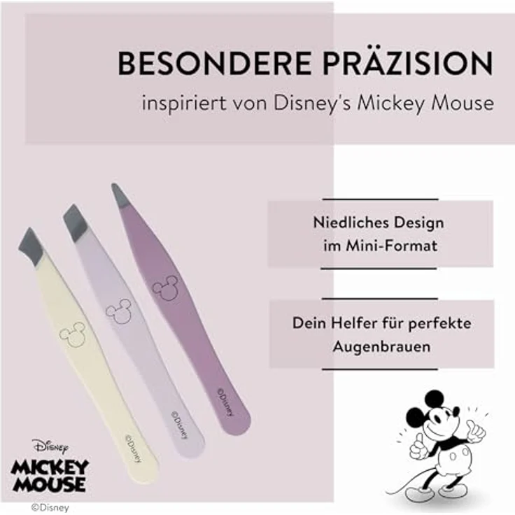 PARSA Beauty Mini-Pinzettenset Disney Mickey Mouse, 3-teilig, bunt, aus Edelstahl, für Gesichtspflege – Bild 3