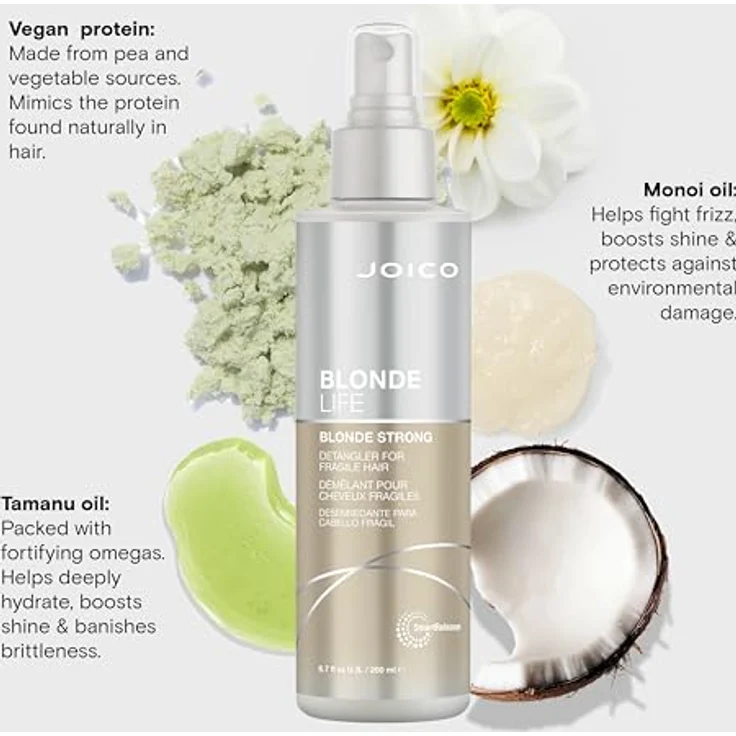 JOICO BLONDE LIFE Blonde Strong Detangler, Conditioner für fragile Haare, 200 ml, Schutz vor UV-Strahlen und Hitzestyling bis 232 °C – Bild 4
