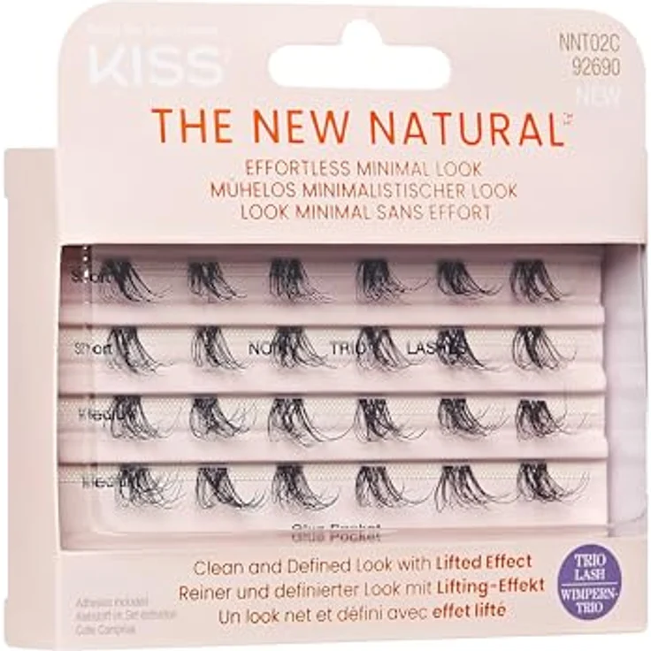 KISS The New Natural Effortless Minimal Look, Knotenfreie selbstklebende Wimpern, Trio 02, 24 St. – Bild 2