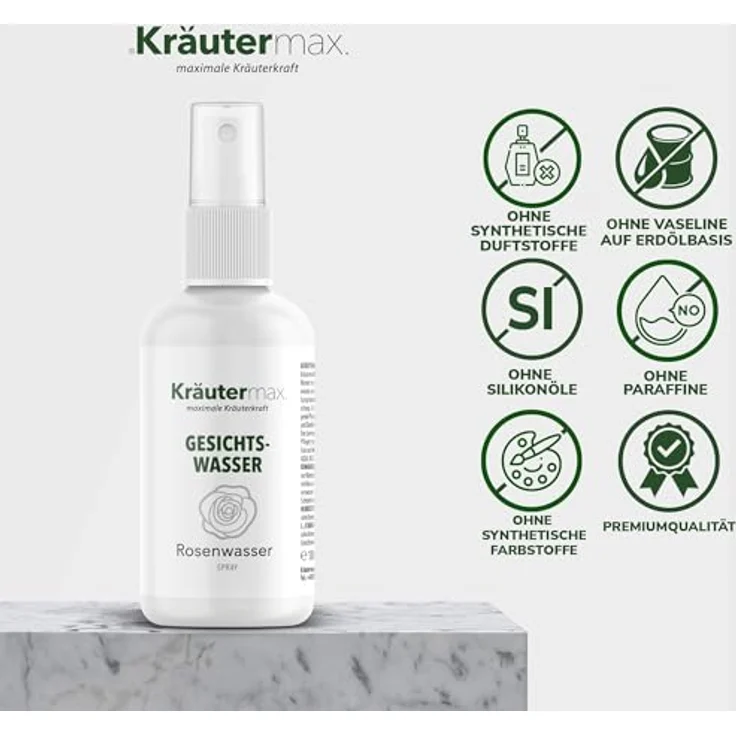 Kräutermax Rosenwasser Gesichtswasser 100 ml - Erfrischendes Gesichtsspray mit Damascena Rose-Extrakten, ohne synthetische Inhaltsstoffe – Bild 4