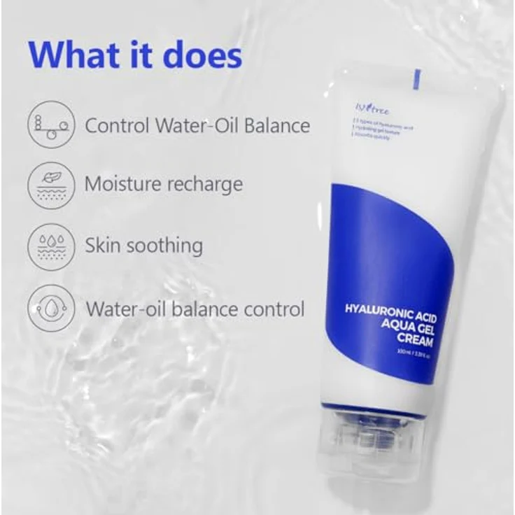 Isntree Hyaluronic Acid Aqua Gel Cream, Gesichtscreme mit 5 Hyaluronsäure-Typen für intensive Feuchtigkeit, 100 ml – Bild 3