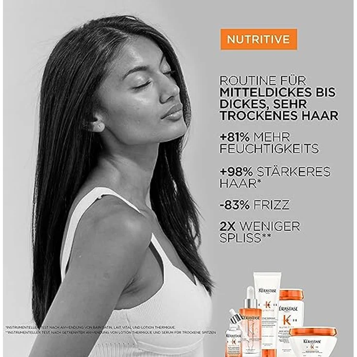 Kérastase Nutritive, Shampoo für sehr trockenes Haar, Feuchtigkeitsspendendes und revitalisierendes Haarbad, Ohne Parabene, Bain Satin Riche High Nutrition Rich Shampoo, 500 ml – Bild 4