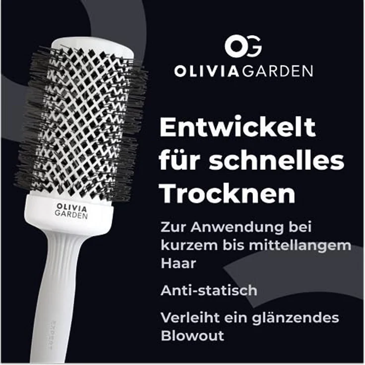 Olivia Garden - Expert Blowout Shine Haarbürste, Weiß und Grau, 55 – Bild 5