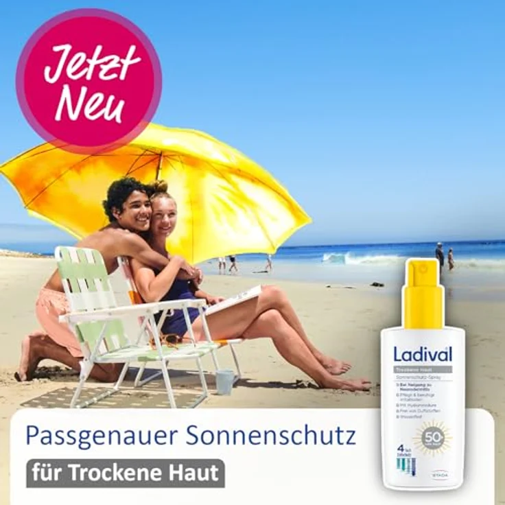 Ladival Sonnenschutz Spray LSF 50+ für trockene Haut, beruhigend mit Hyaluronsäure, 4-fach Zellschutz, wasserfest, 150ml – Bild 3