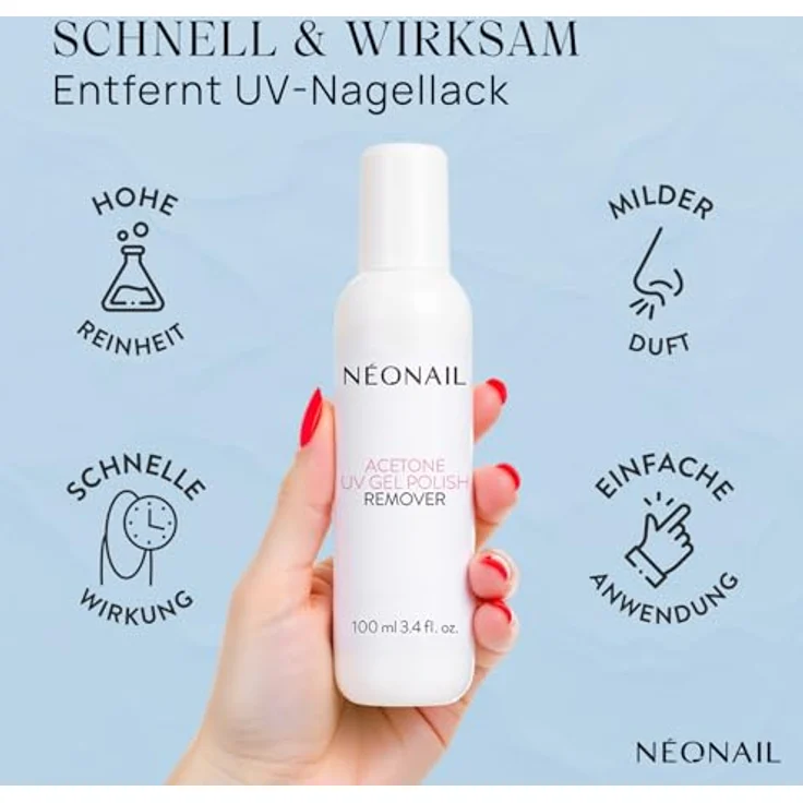 NÉONAIL UV Gel Polish Remover Aceton 100 ml - Zum Entfernen von UV Nagellack, Tips, Kleber oder Acrylnägeln geeignet – Bild 3