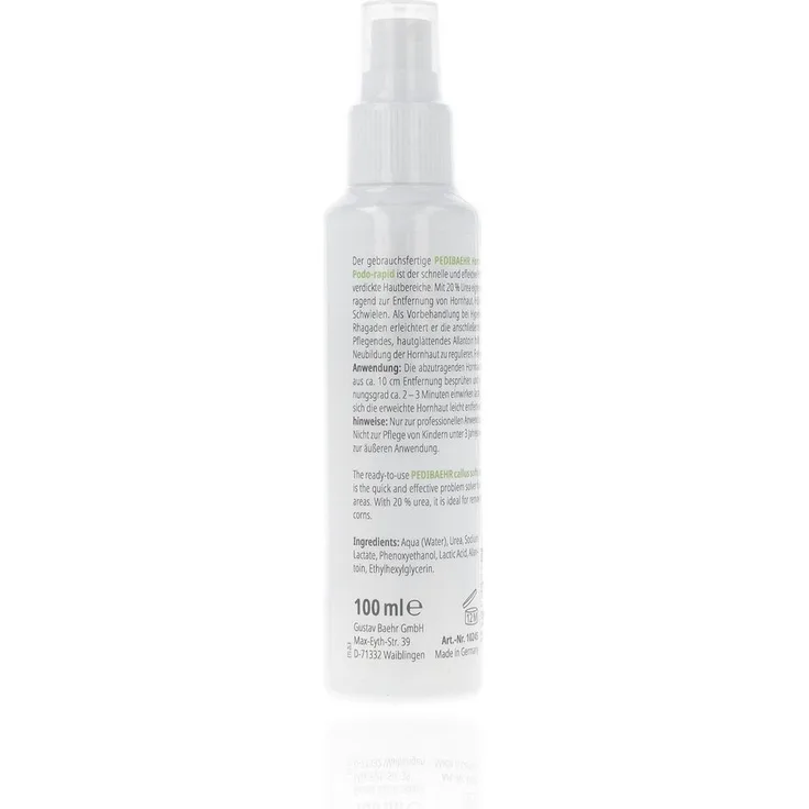 Pedibaehr Professional Podo-Rapid Hornhautweicher, 100ml Spray zur effektiven & schnellen Erweichung von Hornhaut, mit 20% Harnstoff und Allantoin