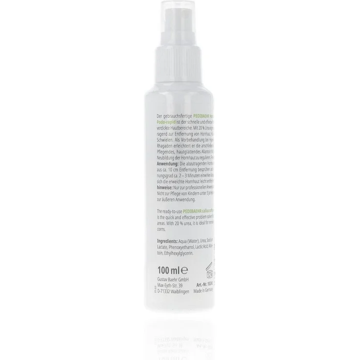 Pedibaehr Professional Podo-Rapid Hornhautweicher, 100ml Spray zur effektiven & schnellen Erweichung von Hornhaut, mit 20% Harnstoff und Allantoin