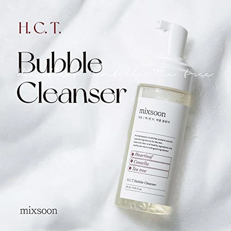 mixsoon H.C.T. Bubble Cleanser, Selbstschäumender Gesichtsreiniger mit Heartleaf, Centella & Teebaum, AHA/BHA Reinigung für empfindliche & zu Akne neigende Haut, 150 ml – Bild 2