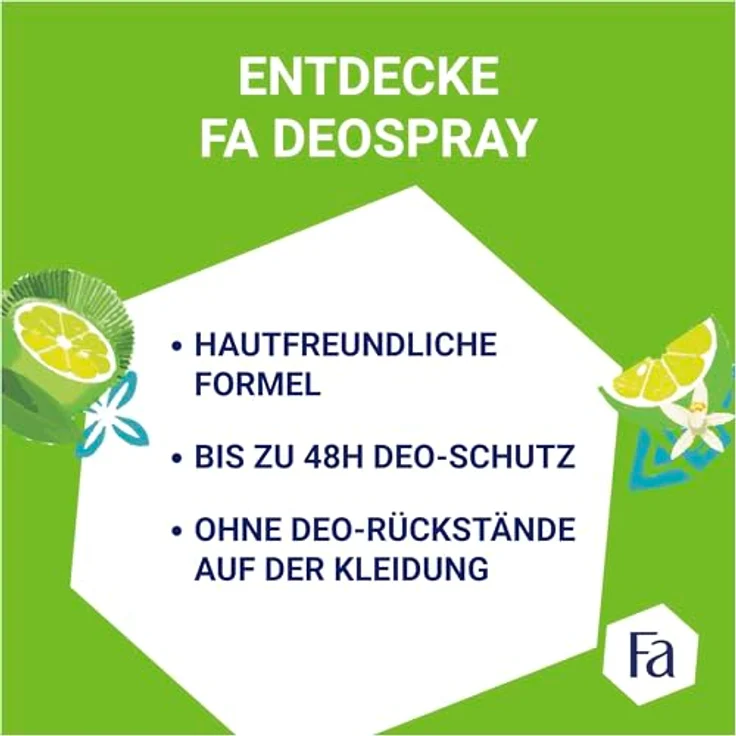 Fa Deospray Caribbean Wave, 48h Deo-Schutz mit exotisch frischem Zitronenduft, 6x 150 ml, vegan und ohne Aluminiumsalze – Bild 4
