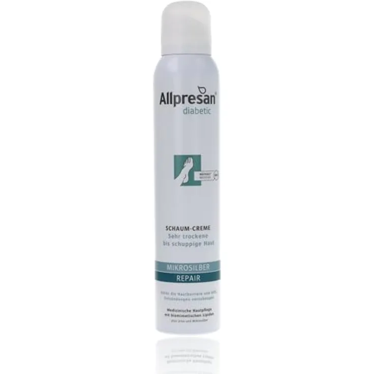 Allpresan diabetic MIKROSILBER + REPAIR Schaum-Creme, effektive Pflege für sehr trockene Haut bei Diabetes mellitus - 200ml