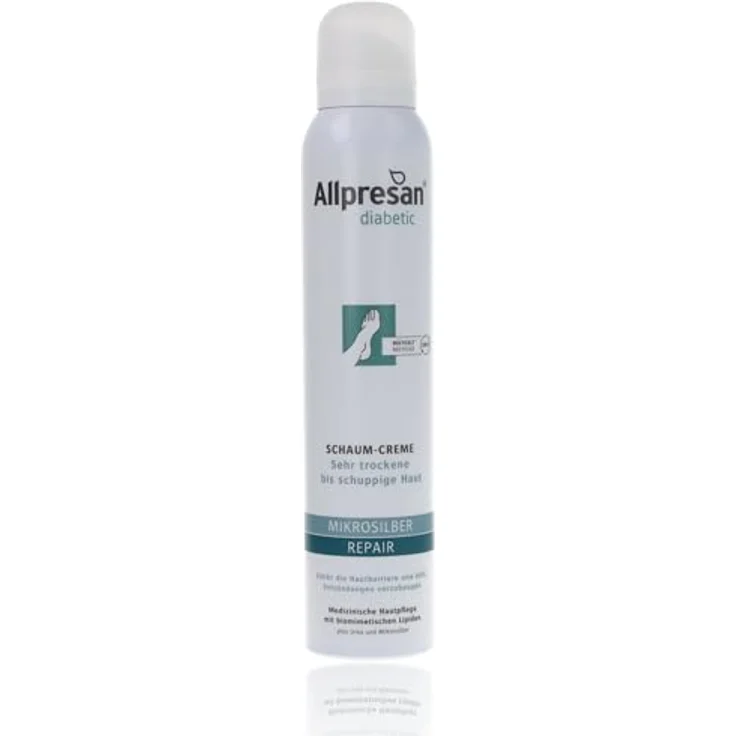 Allpresan diabetic MIKROSILBER + REPAIR Schaum-Creme, effektive Pflege für sehr trockene Haut bei Diabetes mellitus - 200ml – Bild 1