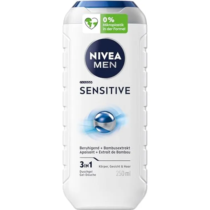 NIVEA MEN Sensitive Duschgel, pH-hautneutrale Pflege für empfindliche Haut mit Bambusextrakt, 250 ml