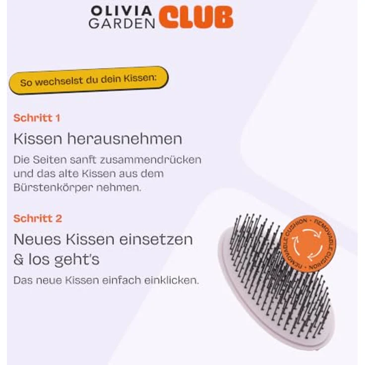 Olivia Garden Club THE RESET CUSHION, Detangling & Shine Cushion Haarbürste für Damen, pink, sanftes Entwirren und glänzendes Finish, geeignet für verschiedene Haartypen und Längen – Bild 4
