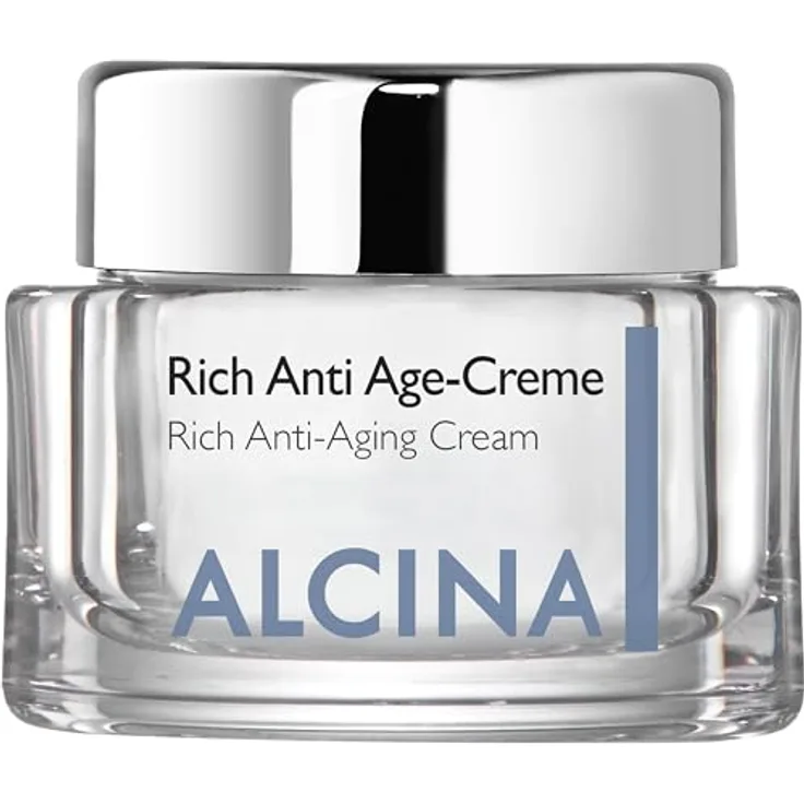 Alcina Rich Anti-Age, verjüngende Gesichtscreme für reife Haut mit Hyaluronsäure, 50 ml