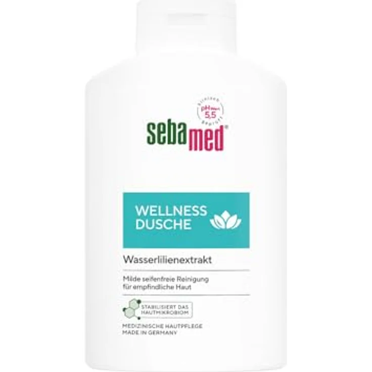 Sebamed Wellness Dusche 400 ml, Duschgel für empfindliche Haut mit Wasserlilienextrakt und Allantoin, pH 5,5, seifenfrei, vegan – Bild 1
