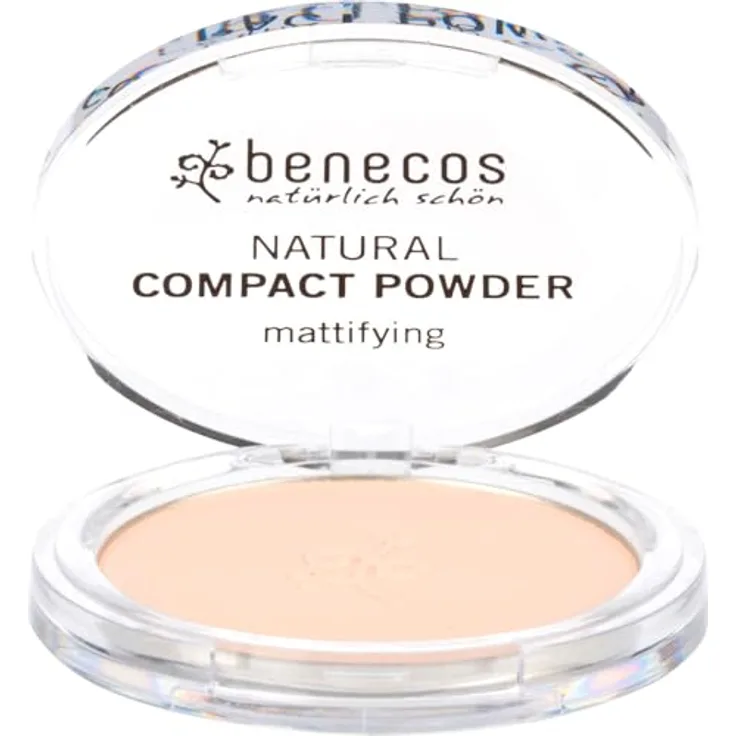 benecos Compact Powder porcelain, 162 g, Bio-zertifiziert, für einen mattierenden Teint