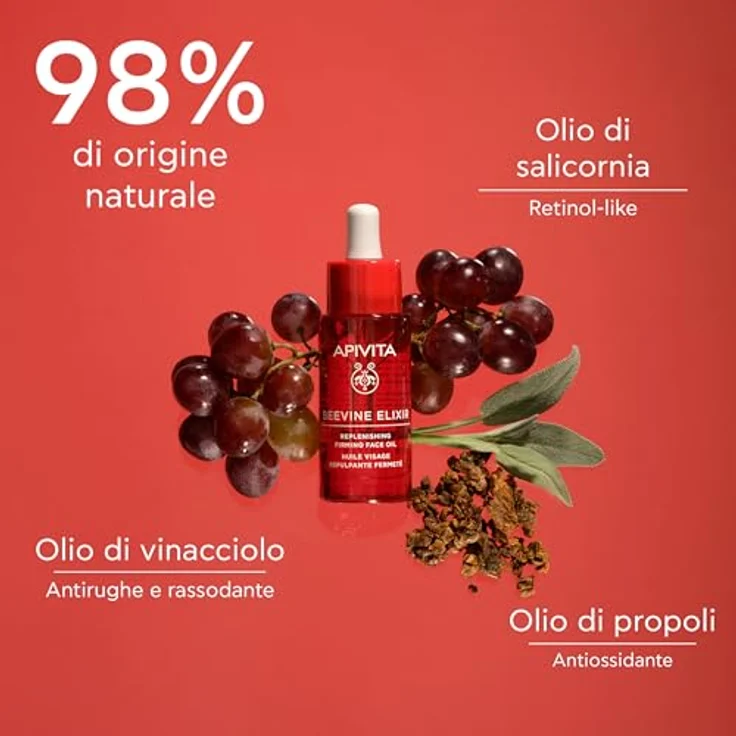 Apivita Beevine Elixir Replenishing Firming Face Oil, 30 ml Gesichtsserum mit Propolis und Traubenkernöl zur Hautfestigung und Regeneration – Bild 3