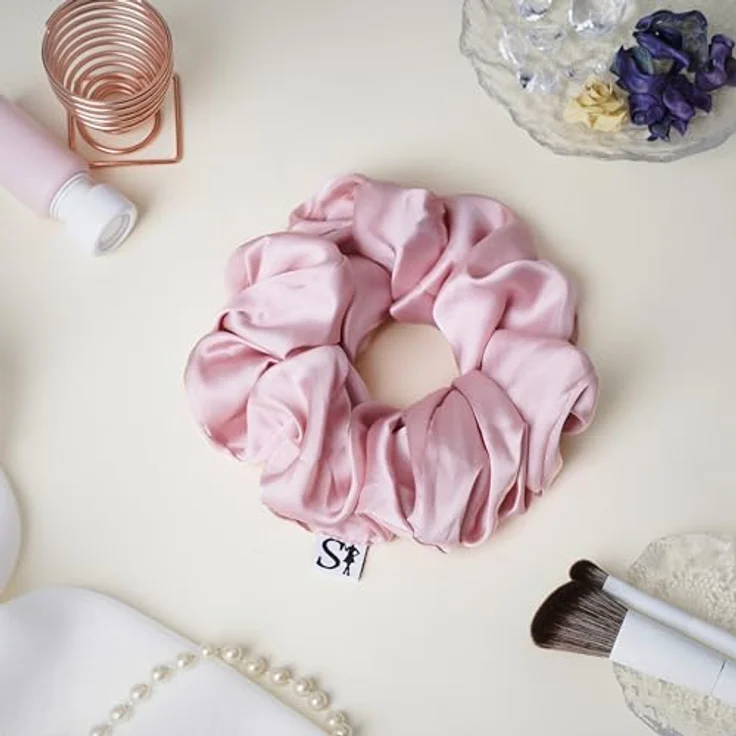 Sister Young LILU PINK Scrunchie Haargummi, Chiffon-Eleganz für mädchenhafte Frisuren, universelle Größe – Bild 2