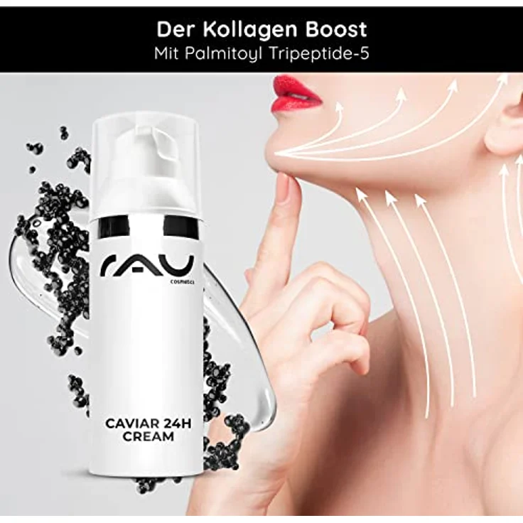 RAU Cosmetics Caviar 24h Creme 50 ml - Feuchtigkeitscreme mit Kaviarextrakt, Aloe Vera, Mandelöl, Shea Butter und Q10 – Bild 4