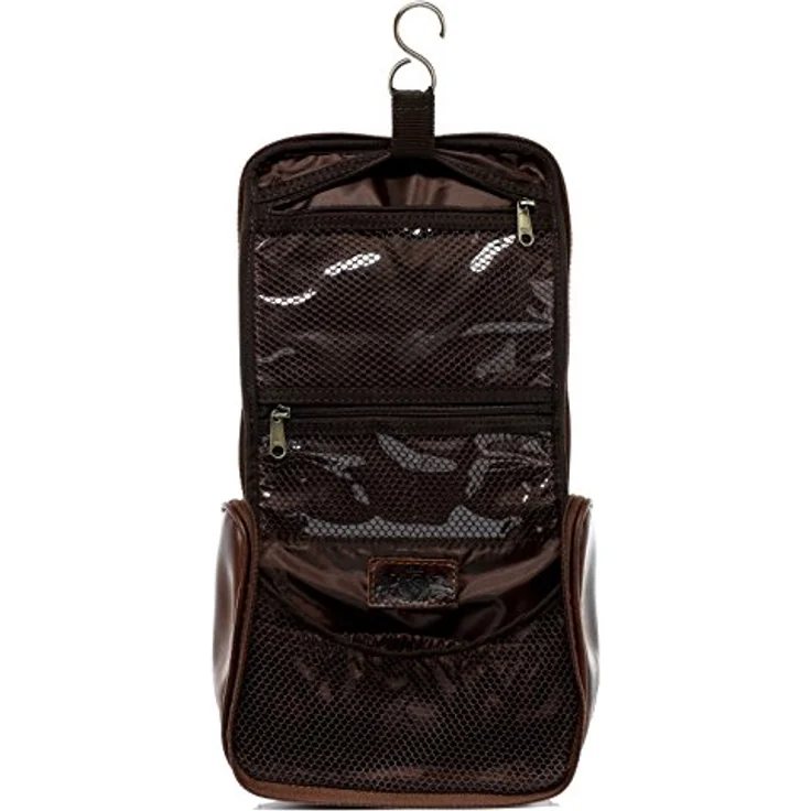 SID & VAIN Hänge-Kulturtasche Heathrow aus Premium Leder I Kulturbeutel für Herren und Damen I Waschbeutel zum Aufhängen braun handgefertigt – Bild 5