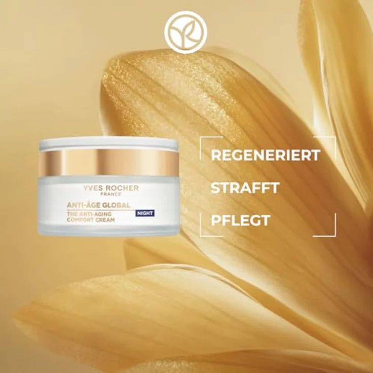 Yves Rocher Anti-Aging Komfort Nachtcreme mit Gold-Achillea, regeneriert & strafft, für alle Hauttypen, 50 ml – Bild 2