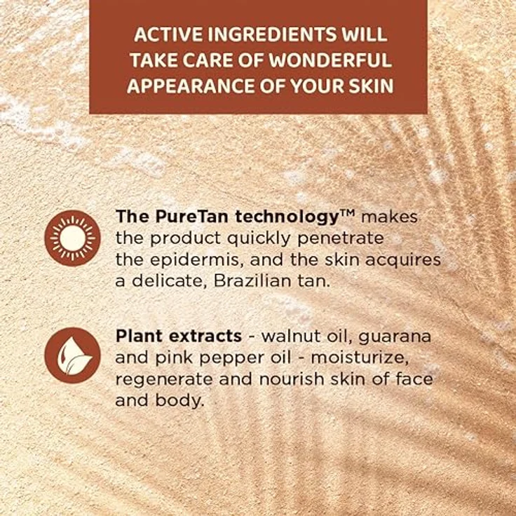 EVELINE COSMETICS Brazilian Body Luxuriöses Selbstbräunungsspray 5in1 für Gesicht & Körper Helle und dunkle Haut Sofortige Wirkung Sieben Tage anhaltende PureTan-Technologie pflanzliche Basis 150 ml – Bild 5