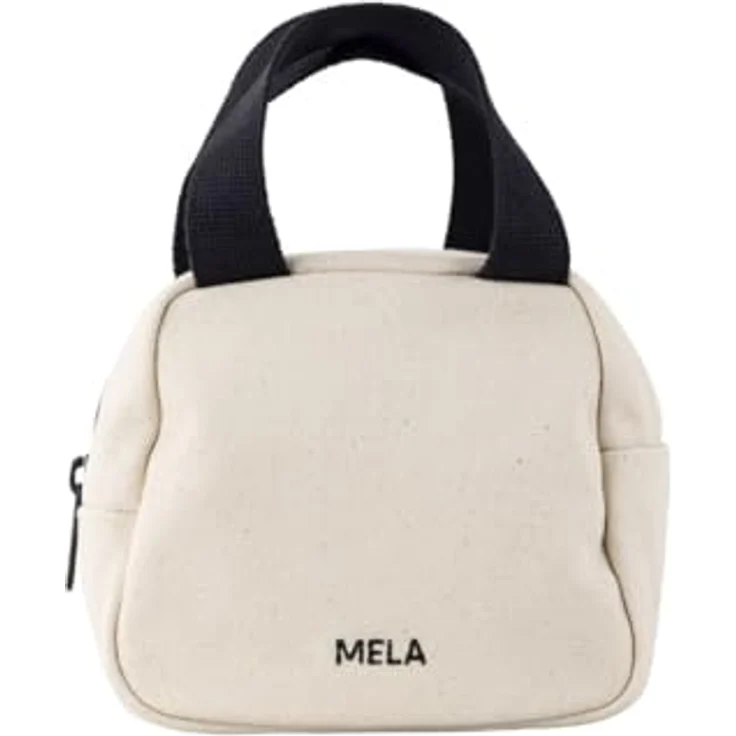 MELAWEAR Organizer Tasche klein mit Reißverschluss – Kompakte Kosmetiktasche aus GOTS-zertifizierter Bio-Baumwolle in Greige/Schwarz mit Innenfächern – Bild 1