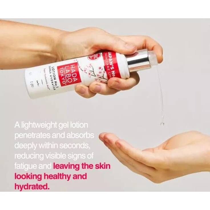 Hada Labo Tokyo White Lotion, Hyaluronsäure Gesichtscreme mit leichter Gel-Textur, intensive Feuchtigkeit, Anti-Aging, 150ml – Bild 3