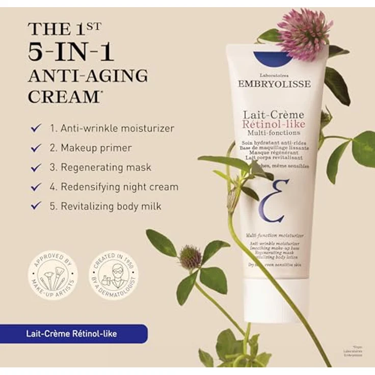 Embryolisse Lait-Crème Retinol-like, Gesichtsreinigung, 5-in-1 Reinigungslotion mit Anti-Aging Wirkung, 75 ml – Bild 3