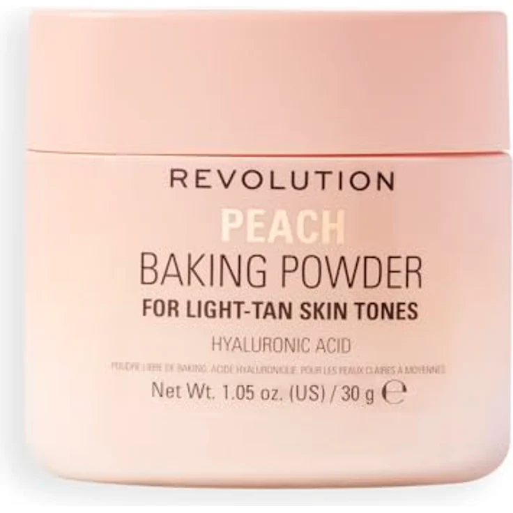 Revolution Loose Baking Powder Puder, talkfreie Formel mit Vitamin E und Hyaluronsäure, 30 g PEACH – Bild 1