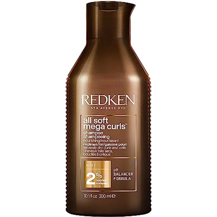 Redken Haarshampoo für trockenes, lockiges oder krauses Haar für Feuchtigkeit und Geschmeidigkeit, Mit Aloe-Vera, All Soft Mega Curls Shampoo, 300 ml
