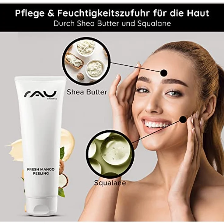 RAU Cosmetics Enzympeeling Fresh Mango Peeling 75 ml- Peeling gegen Mitesser, Pickel - Regenerationsbooster für Unreine, Reife, Trockene Haut & Neurodermitis - Zitronensäure, Vitamin C, Vitamin E – Bild 3