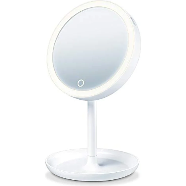 Beurer BS 45 Beleuchteter Kosmetikspiegel mit LED Licht, Touch Sensor Knopf, magnetischer extra Spiegel mit 5-facher Vergrößerung, Dimmfunktion – Bild 3
