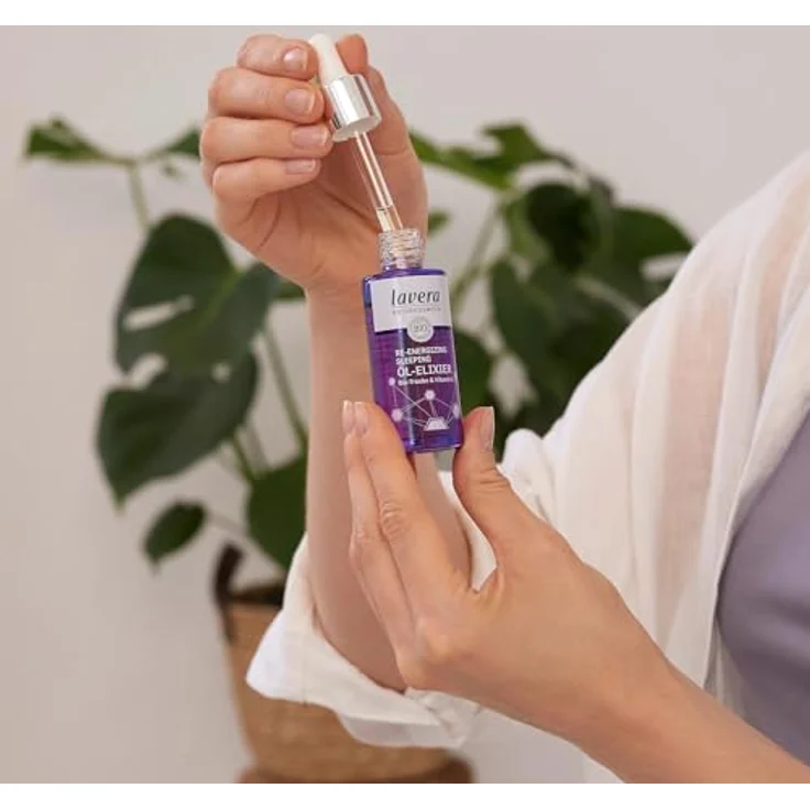 lavera Re-Energizing Sleeping Öl-Elixier - natürliche Zellerneuerung - Revitalisiert Hautbild - feuchtigkeitsspendend - vegan - Naturkosmetik - 30 ml – Bild 4