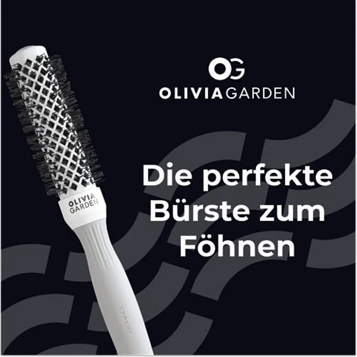 Olivia Garden Expert Blowout Shine – Weiß & Grau - 25 - Runde, antistatische Keramikbürste für glänzende und frizzfreie Blowouts – Bild 3