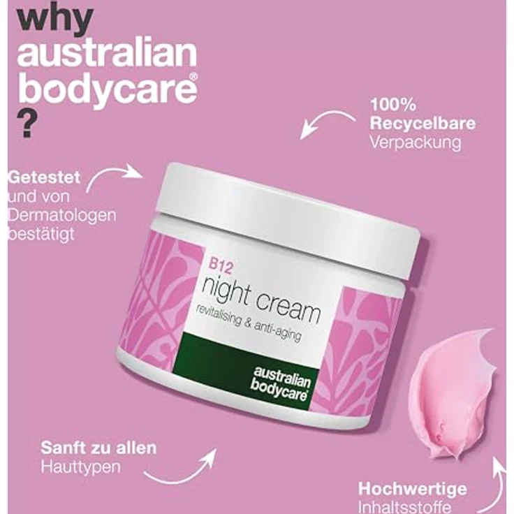 Australian Bodycare B12 revitalisierende Nachtcreme, 50 ml, intensiv feuchtigkeitsspendend, für Festigkeit und Elastizität – Bild 4