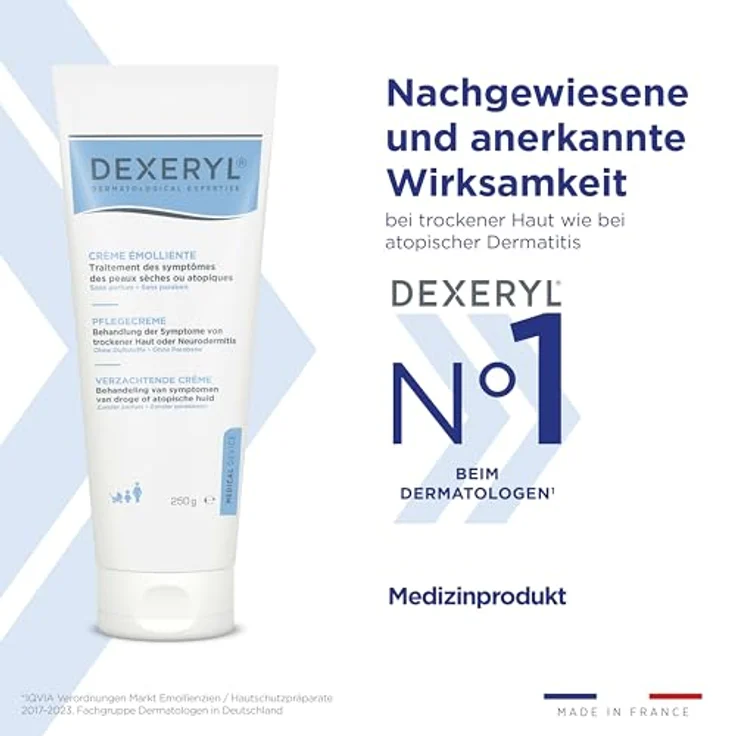 DEXERYL Pflegecreme für trockene Haut und Neurodermitis, 250 g medizinische Dermokosmetik aus der Apotheke – Bild 2