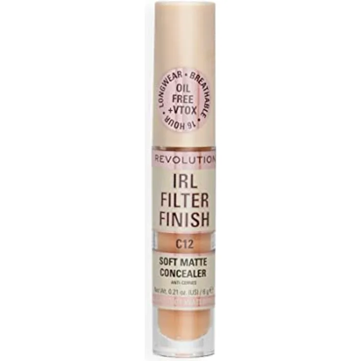Makeup Revolution, IRL Filter Finish Concealer, Mittlere bis volle Deckkraft, C12, 6g