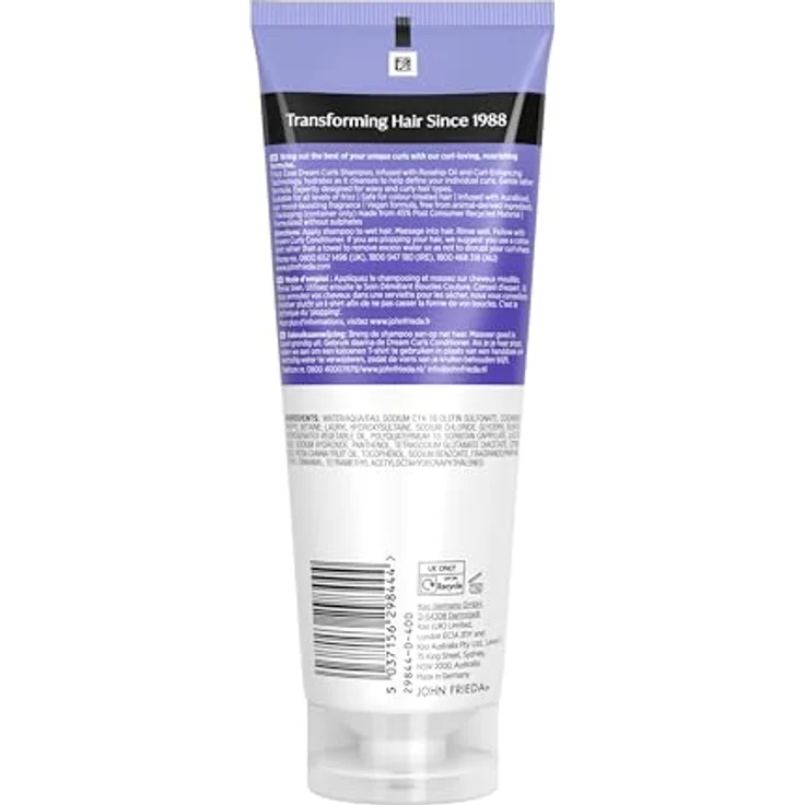John Frieda Dream Curls Shampoo, 250 ml, feuchtigkeitsspendendes Shampoo für lockiges Haar – Bild 2