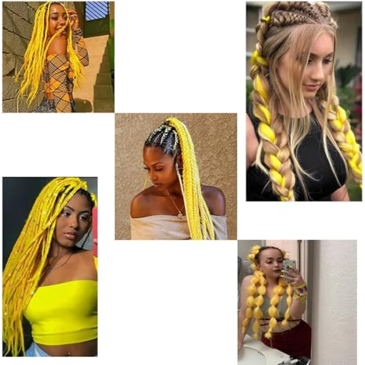 Shangxiu Jumbo Braids Extensions, 24" (60cm) Kunsthaar für Einflechten, Yaki gerade Textur, 6 Stück, 600g – Bild 4