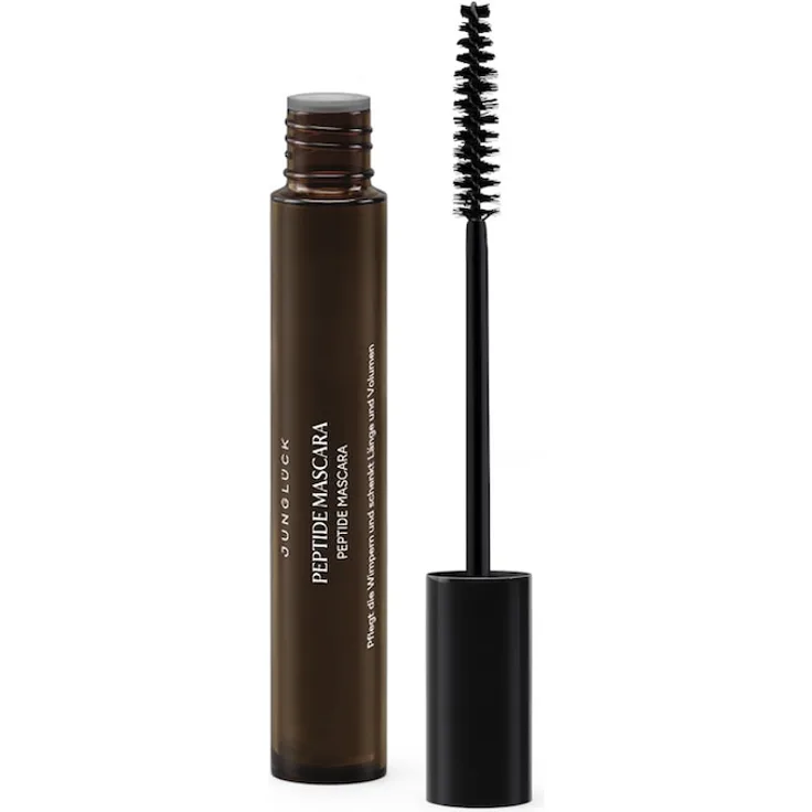 Junglück Peptide Mascara, wasserlösliche schwarze Mascara mit Hyaluron und Rizinusöl, 8 ml