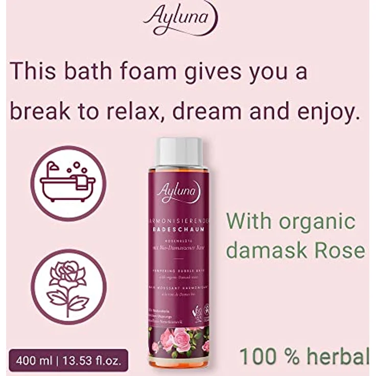 Ayluna Naturkosmetik Rosenblüte, Badeschaum, 400ml - Preisvergleich – Bild 4