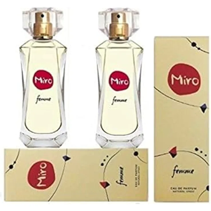 MIRO FEMME Eau de Parfum Spray, 2 x 50 ml Flakons mit elegantem Design und goldfarbenen Akzenten