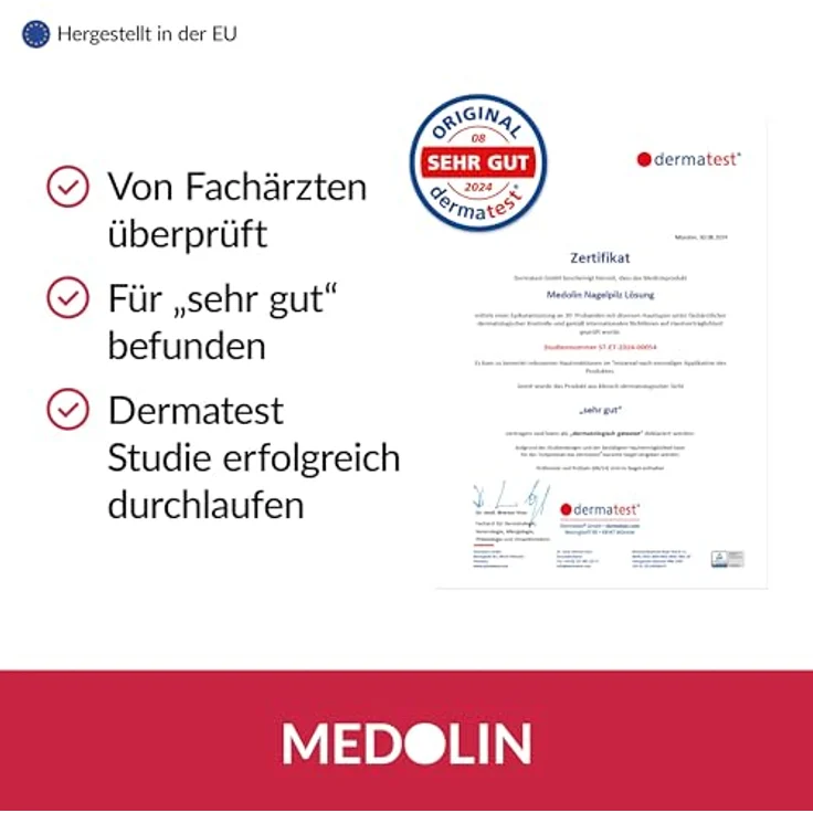 Medolin® Nagelpilz Lösung - Effektiver Nagellack mit belegter Wirkweise - Lack Behandlung für schöne & gepflegte Nägel - Geeignetes Mittel für Fuß & Hand | Nagelhärter, 10 ml – Bild 2