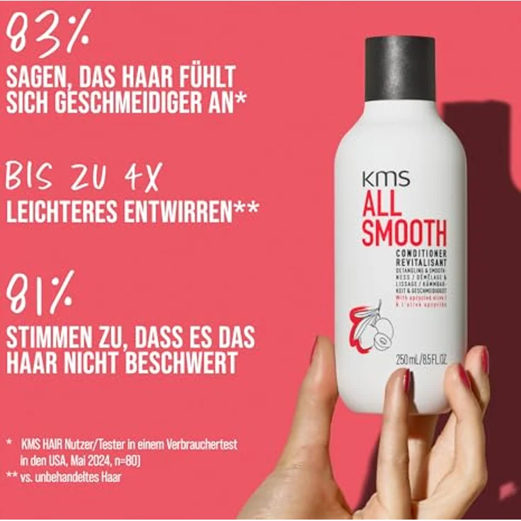 KMS ALLSMOOTH Conditioner für mittelstarkes bis starkes Haar, Anti-Frizz, vegane Formel mit upgecycelter Olive, 75ml – Bild 3