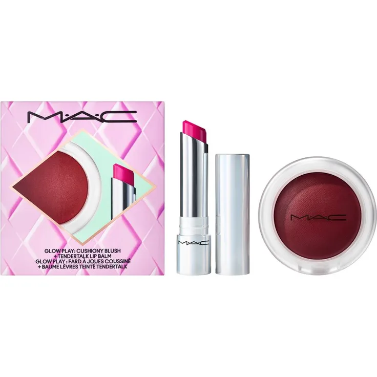 MAC Cosmetics Holiday No Work All Glow Play Kit, Geschenkset für Lippen und Rouge, Farbton Purple, feuchtigkeitsspendend, 3,14 g Lippenbalsam, 7,3 g Rouge